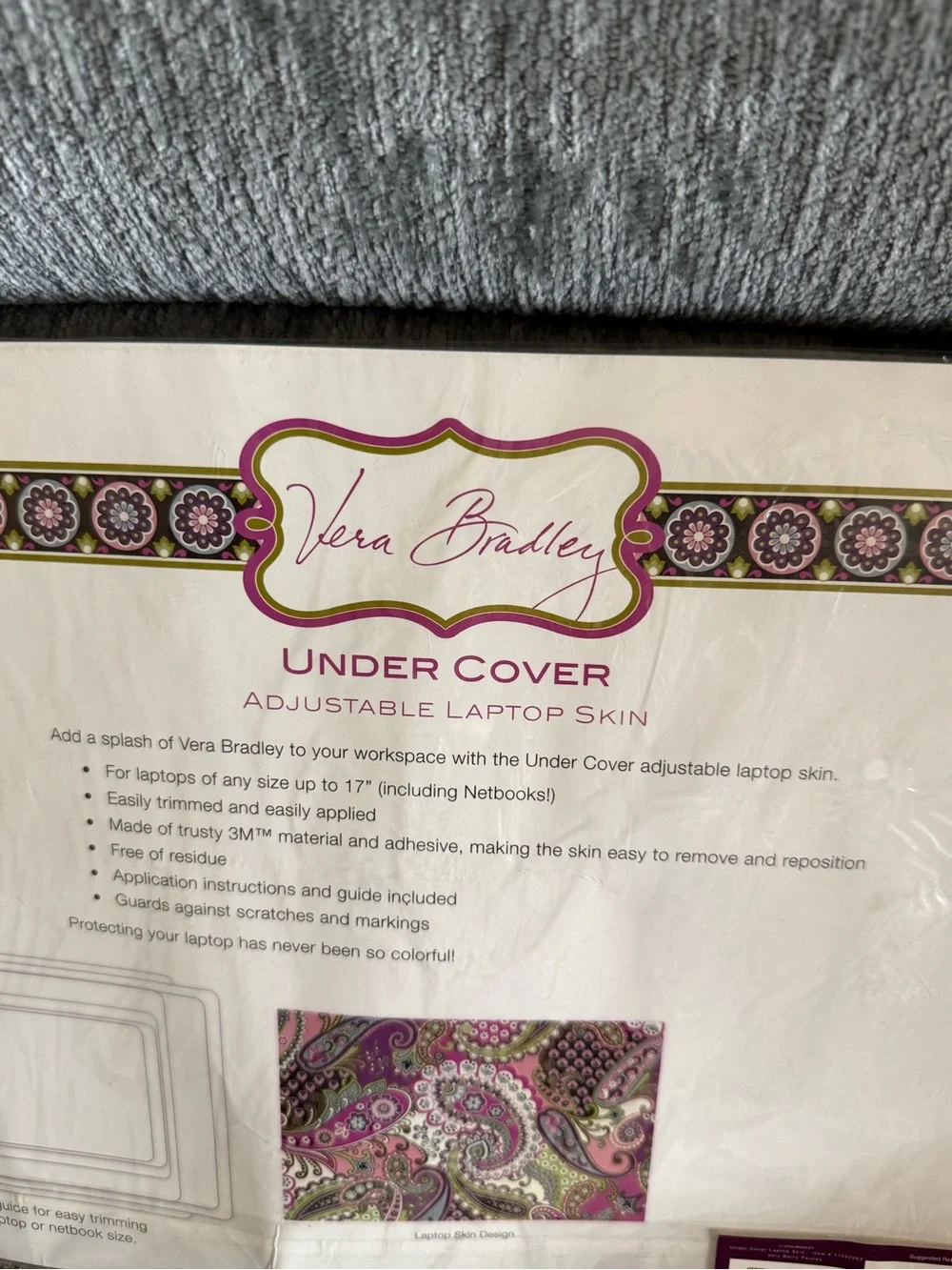 Vera Bradley under cover adjustable laptop skin (laptops of any size up to 17”)